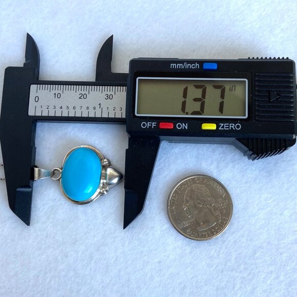 VTG Sterling Silver 925 Taxco Mexico Turquoise Cabochon Pendant Necklace 18" - Picture 14 of 16